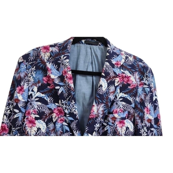 Tallia Men's Blue Slim-Fit Floral-Print Blazer Suit Jacket Sz 42R - Picture 4 of 14